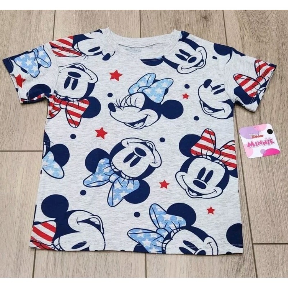 Disney Junior Minnie Mouse Patriotic Tshirt Size 5T Americana Red And Blue